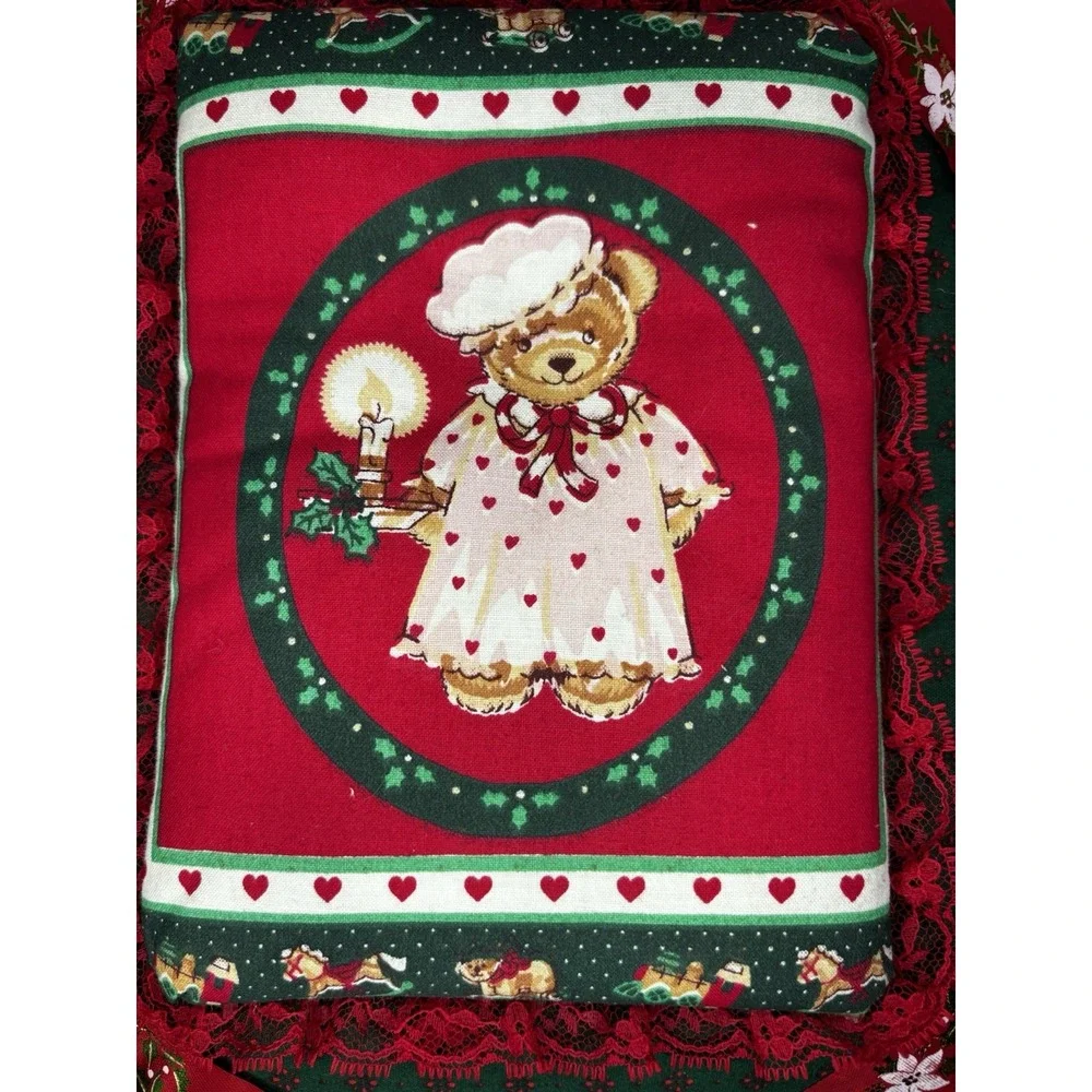 Vintage Christmas Photo Album Fabric, Lace, Beads Holiday Scrapbook